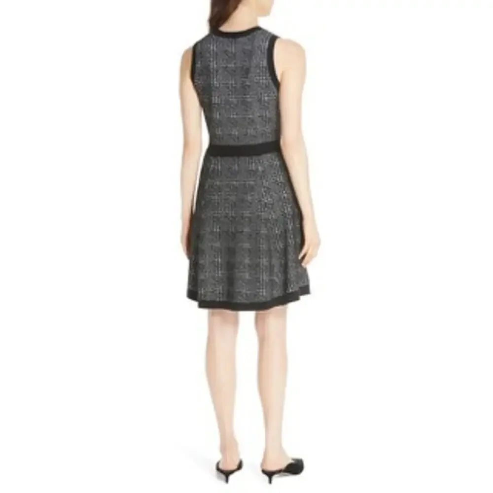 Kate Spade Out West Mod Plaid Sleeveless Black Fit N Flare Dress Medium Wool
